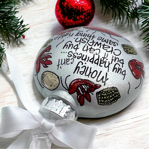 Cajun Christmas Cheer: Crawfish & Happiness Ornament! Custom Personalized Gift - Picture 5 of 10